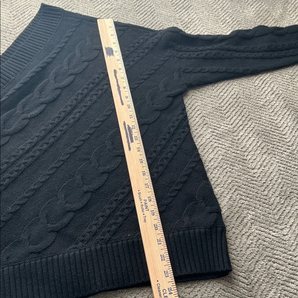 L'AGENCE Zoey Cable Knit Merino Wool one shoulder black sweater size Large - Picture 9 of 10